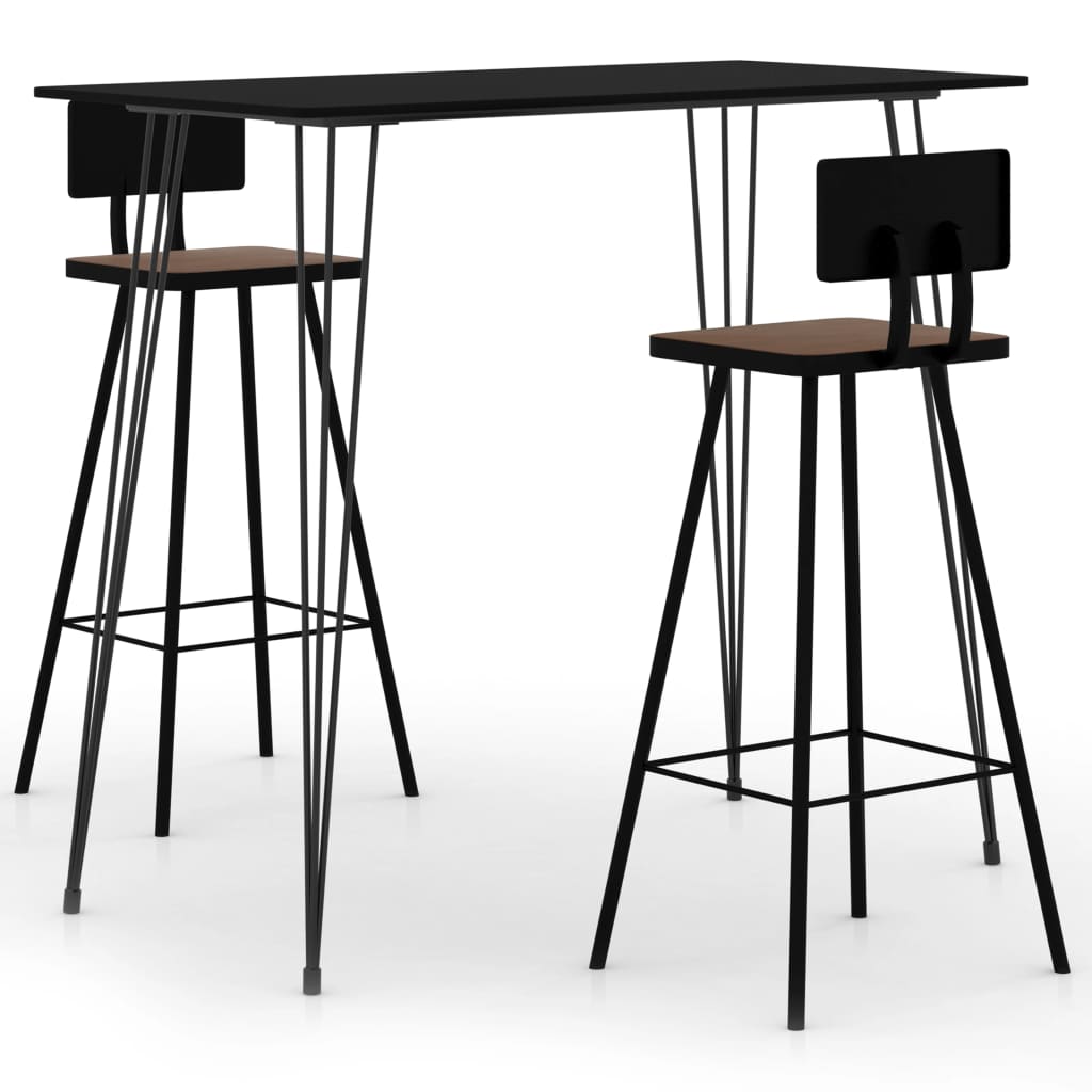 vidaXL 3-tlg. Bar-Set Schwarz