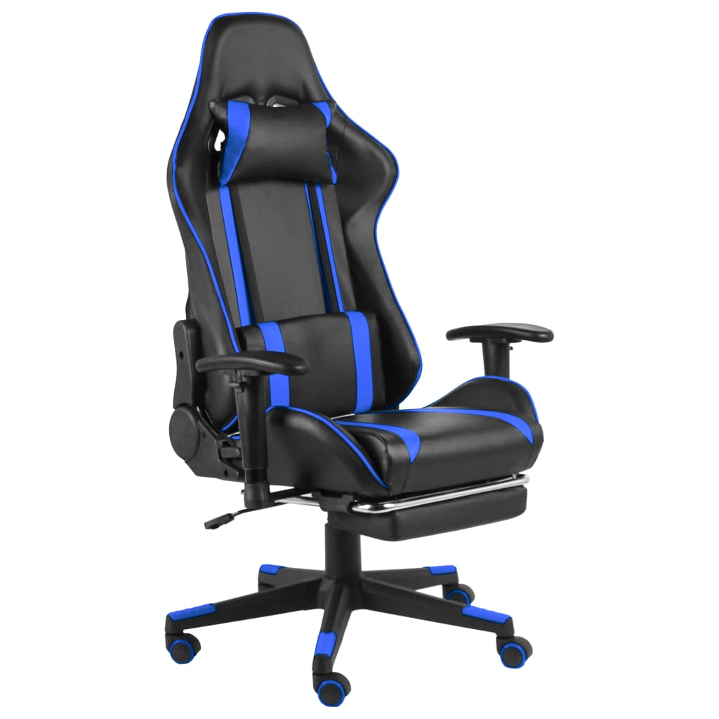 vidaXL Gaming-Stuhl mit Fußstütze Drehbar Blau PVC