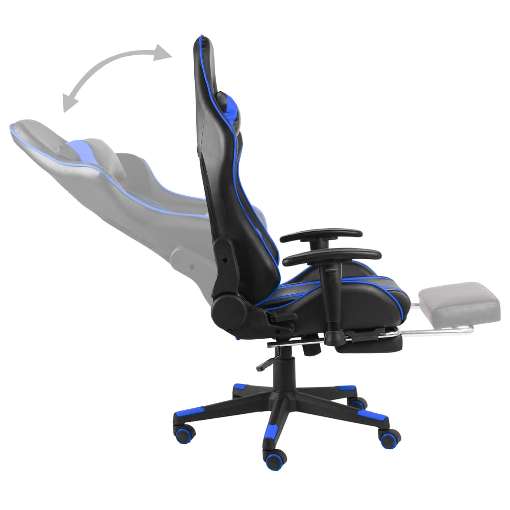 vidaXL Gaming-Stuhl mit Fußstütze Drehbar Blau PVC