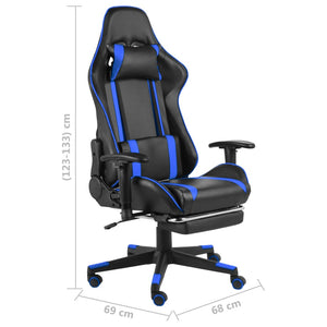 vidaXL Gaming-Stuhl mit Fußstütze Drehbar Blau PVC