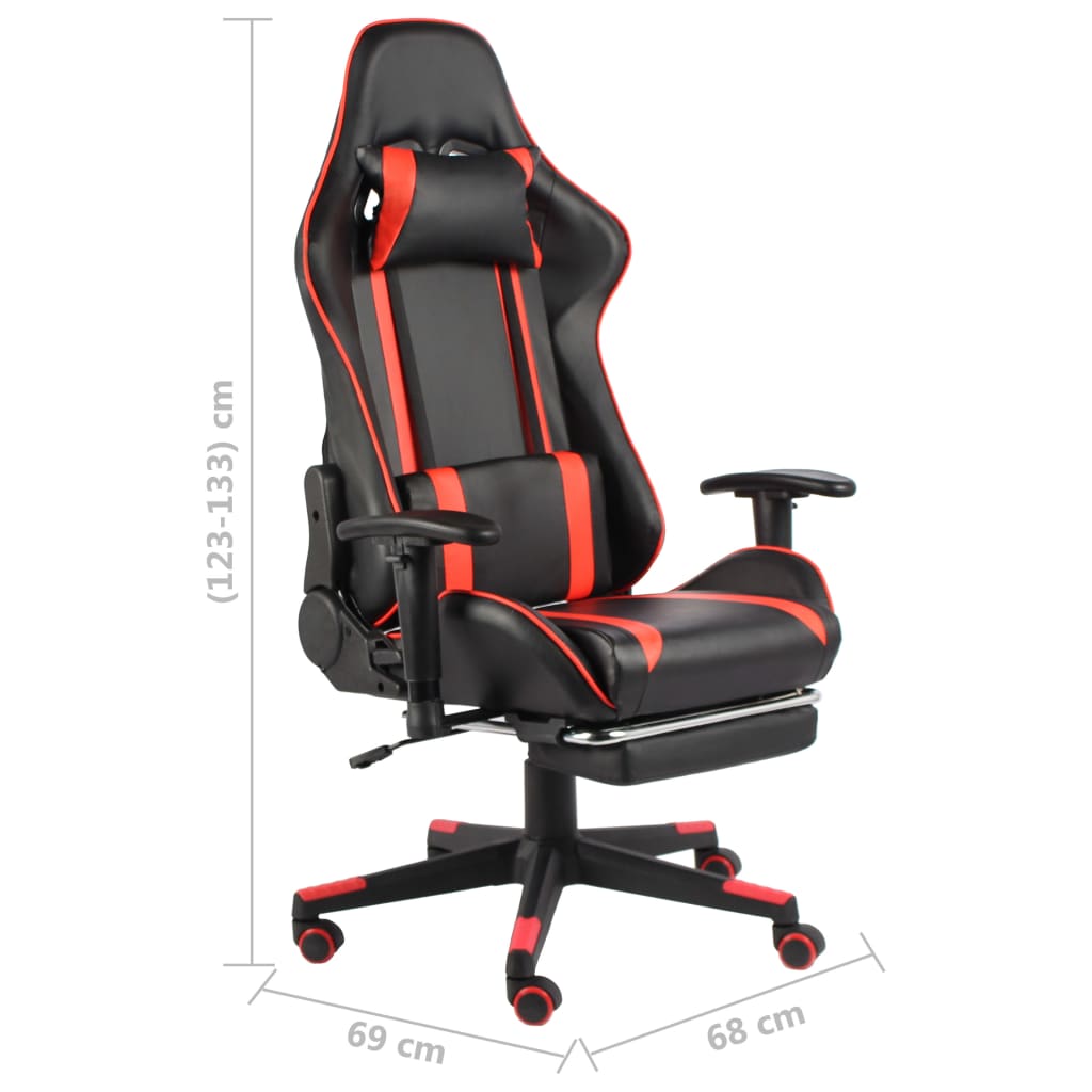 vidaXL Gaming-Stuhl mit Fußstütze Drehbar Rot PVC