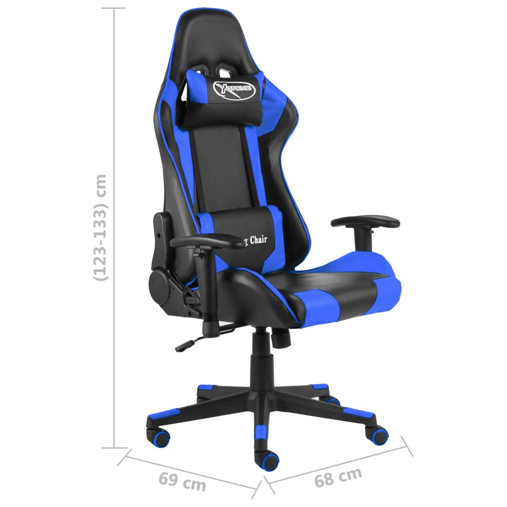 vidaXL Gaming-Stuhl Drehbar Blau PVC