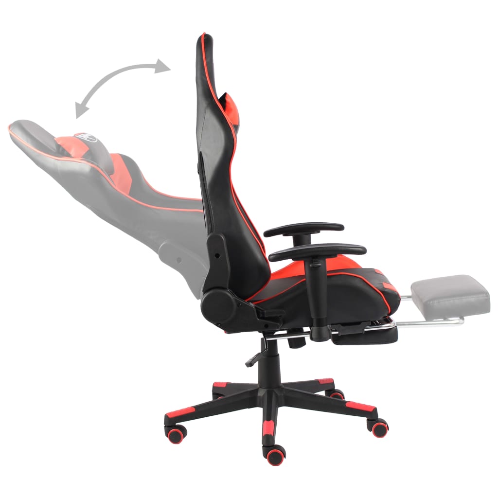 vidaXL Gaming-Stuhl mit Fußstütze Drehbar Rot PVC