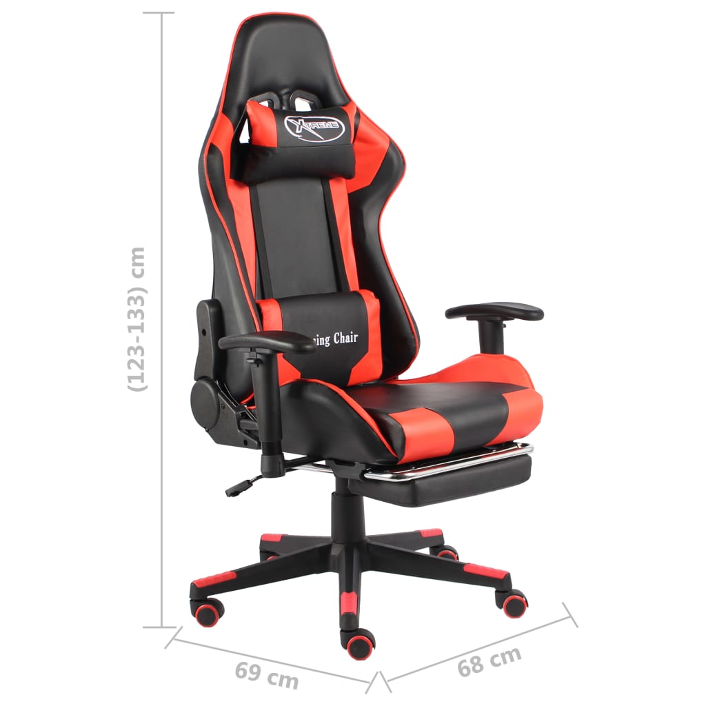 vidaXL Gaming-Stuhl mit Fußstütze Drehbar Rot PVC