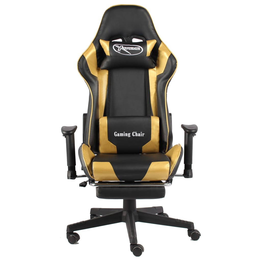 vidaXL Gaming-Stuhl mit Fußstütze Drehbar Golden PVC