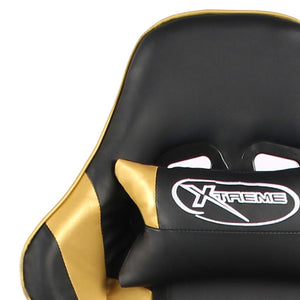 vidaXL Gaming-Stuhl mit Fußstütze Drehbar Golden PVC