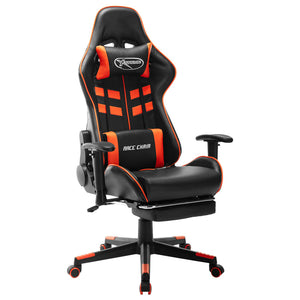 vidaXL Gaming-Stuhl mit Fußstütze Schwarz und Orange Kunstleder