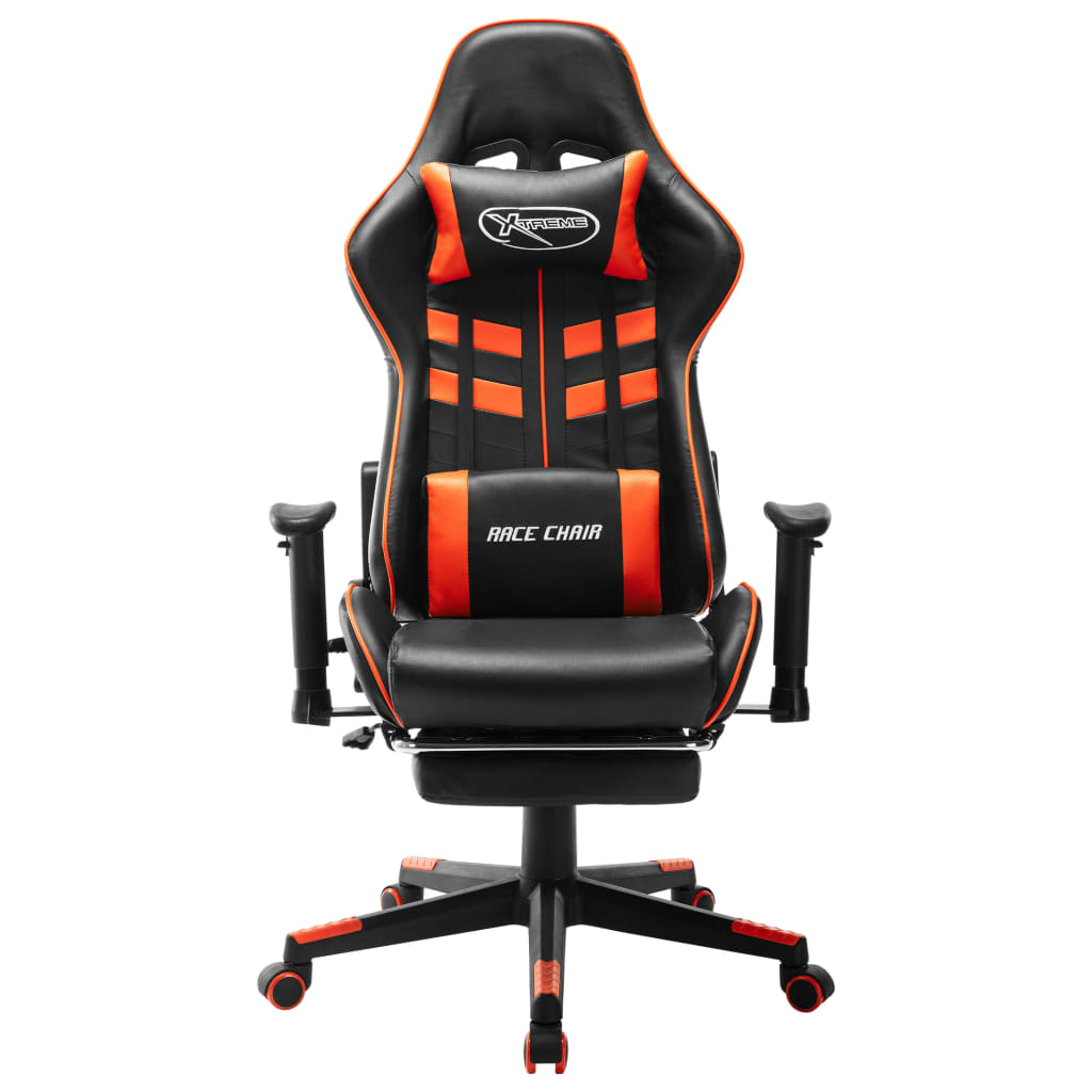 vidaXL Gaming-Stuhl mit Fußstütze Schwarz und Orange Kunstleder