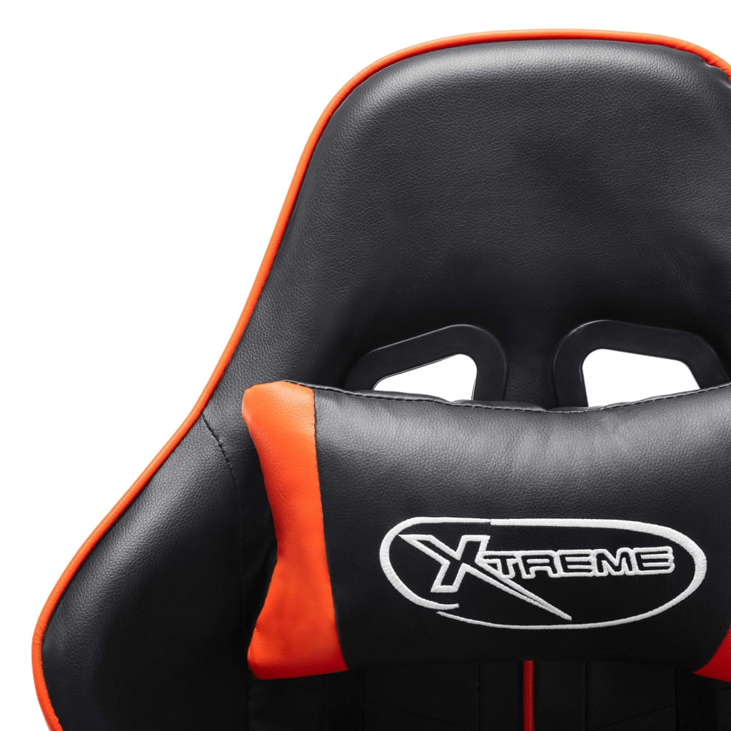 vidaXL Gaming-Stuhl mit Fußstütze Schwarz und Orange Kunstleder