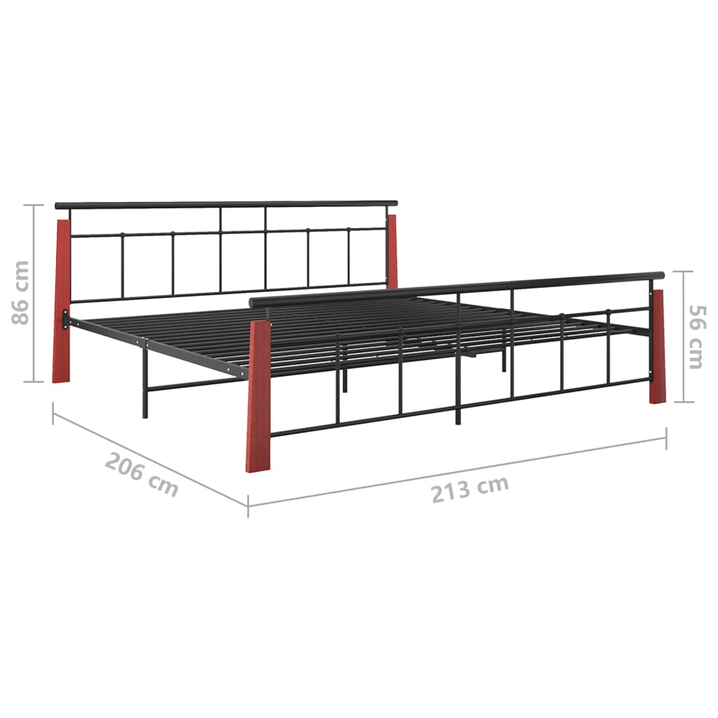 vidaXL Bettgestell Metall und Massivholz Eiche 200x200 cm