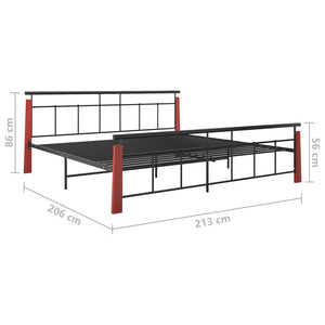 vidaXL Bettgestell Metall und Massivholz Eiche 200x200 cm