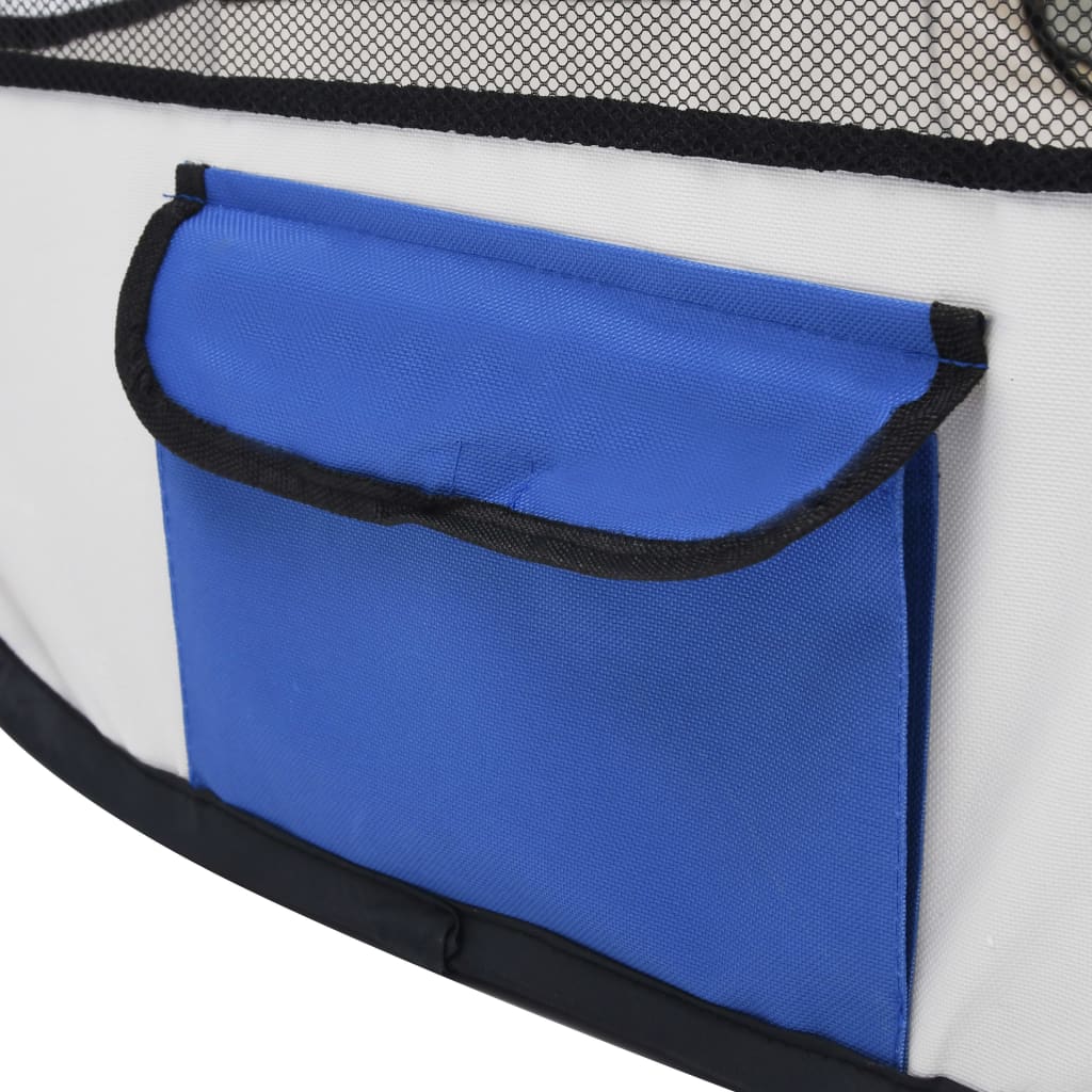 vidaXL Faltbarer Welpenlaufstall mit Tragetasche Blau 145x145x61 cm