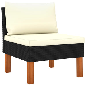 vidaXL Mittelsofa Poly Rattan und Eukalyptus Massivholz