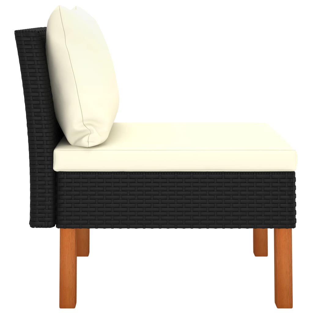 vidaXL Mittelsofa Poly Rattan und Eukalyptus Massivholz