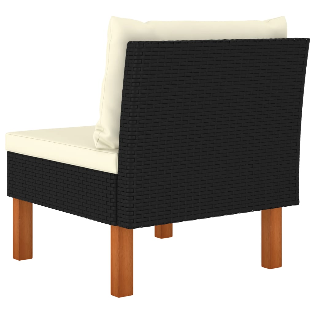 vidaXL Mittelsofa Poly Rattan und Eukalyptus Massivholz