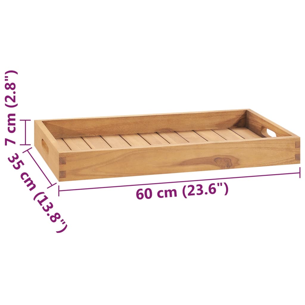 Serviertablett 60x35 cm Massivholz Teak Stilecasa