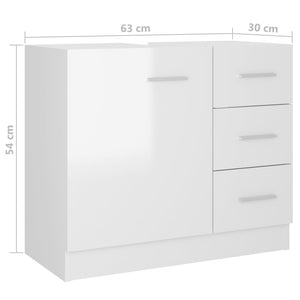 Waschbeckenunterschrank Hochglanz-Weiß 63x30x54 cm Spanplatte