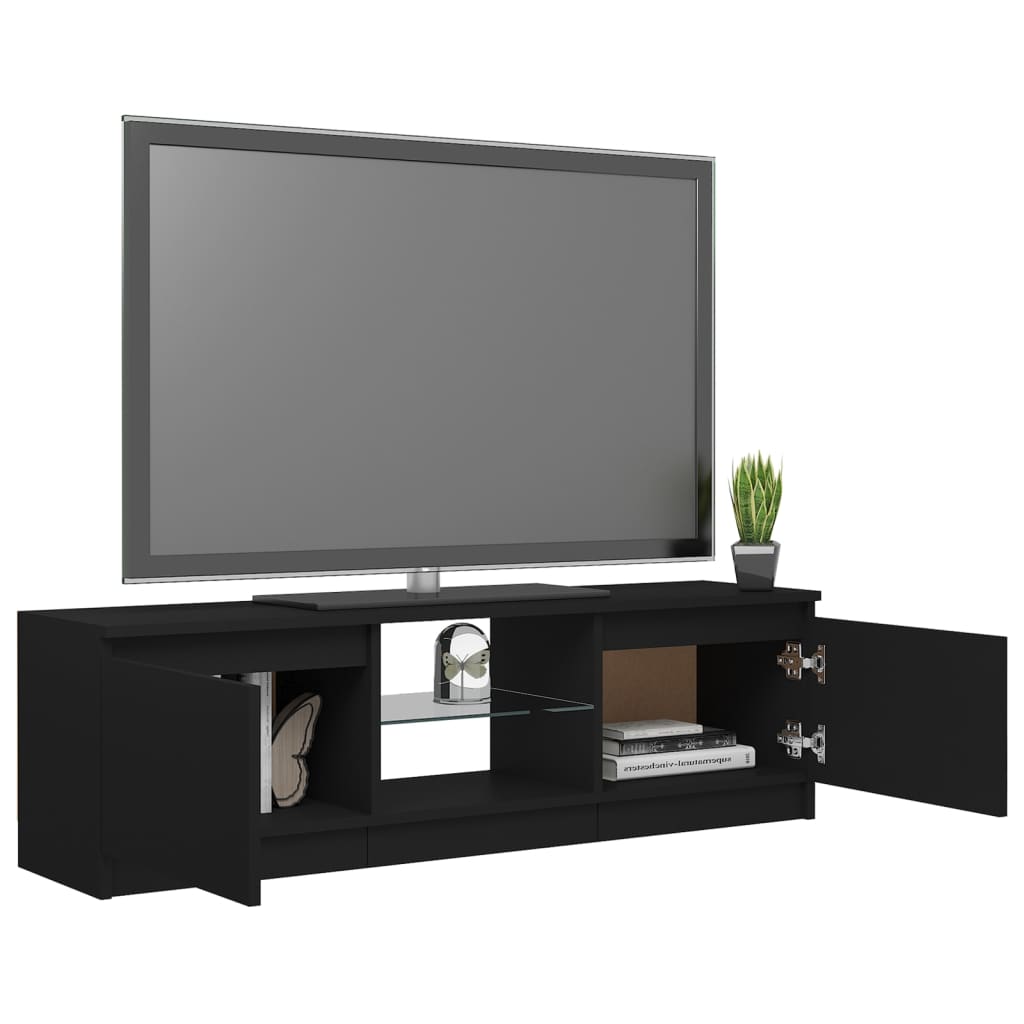 vidaXL TV-Schrank mit LED-Leuchten Schwarz 120x30x35,5 cm