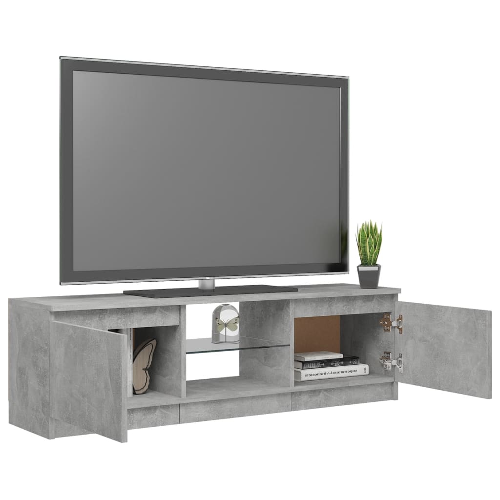 TV-Schrank mit LED-Leuchten Betongrau 120x30x35,5 cm Stilecasa