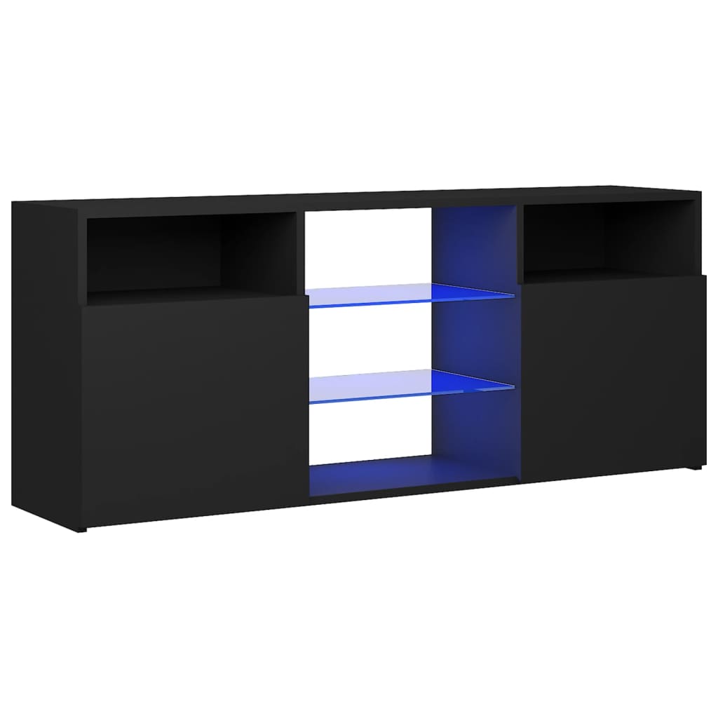 vidaXL TV-Schrank mit LED-Leuchten Schwarz 120x30x50 cm