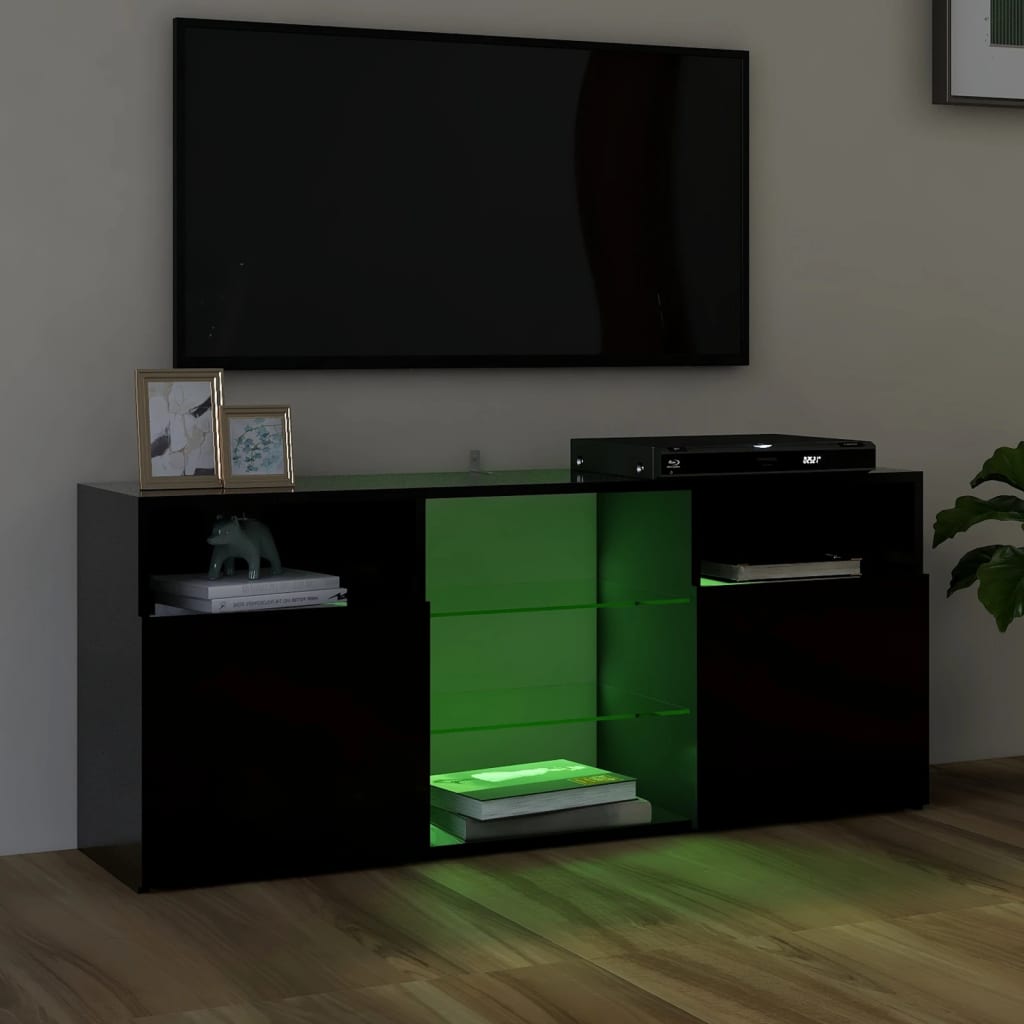 vidaXL TV-Schrank mit LED-Leuchten Schwarz 120x30x50 cm