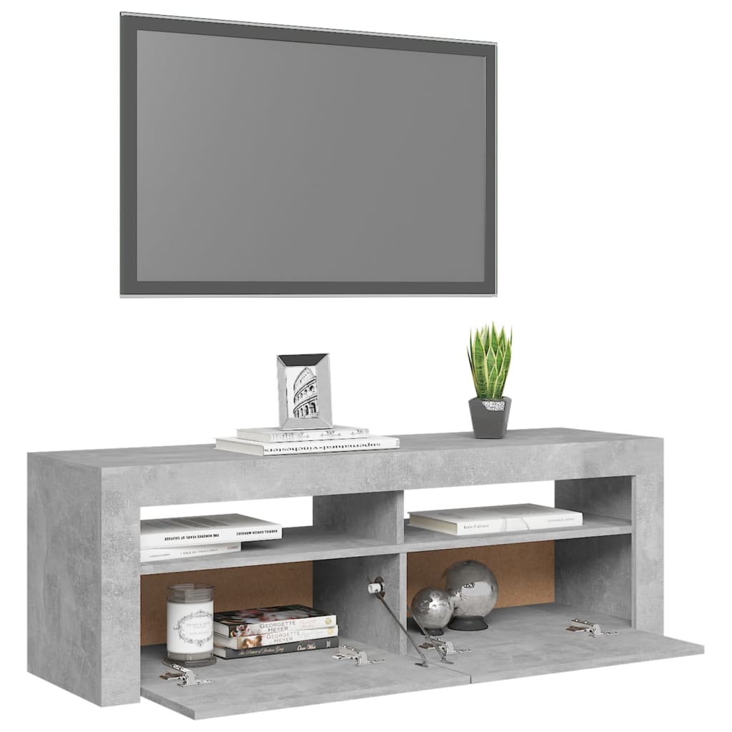 vidaXL TV-Schrank mit LED-Beleuchtung Betongrau 120x35x40 cm