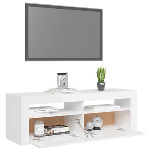 vidaXL TV-Schrank mit LED-Leuchten Hochglanz-Weiß 120x35x40 cm