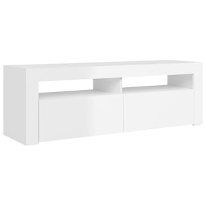 vidaXL TV-Schrank mit LED-Leuchten Hochglanz-Weiß 120x35x40 cm