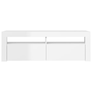 vidaXL TV-Schrank mit LED-Leuchten Hochglanz-Weiß 120x35x40 cm