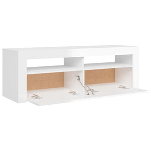 vidaXL TV-Schrank mit LED-Leuchten Hochglanz-Weiß 120x35x40 cm