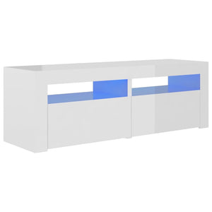 TV-Schrank mit LED-Leuchten Hochglanz-Weiß 120x35x40 cm Stilecasa