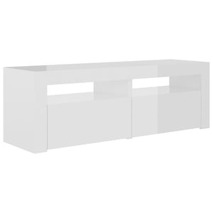 TV-Schrank mit LED-Leuchten Hochglanz-Weiß 120x35x40 cm Stilecasa