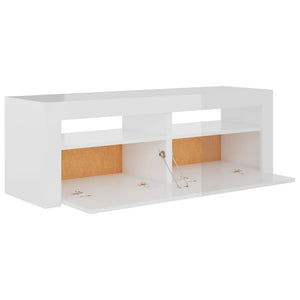 TV-Schrank mit LED-Leuchten Hochglanz-Weiß 120x35x40 cm Stilecasa