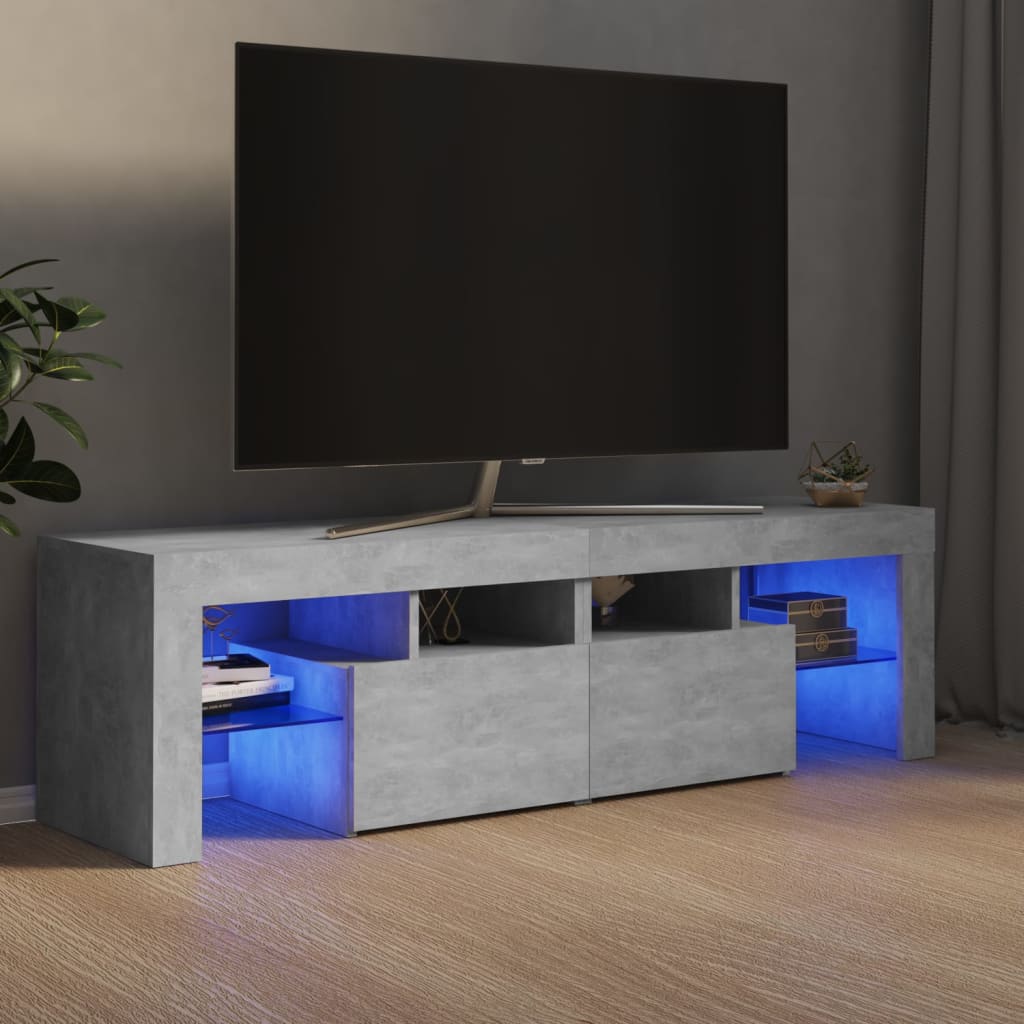 TV-Schrank mit LED-Beleuchtung Betongrau 140x36,5x40 cm Stilecasa