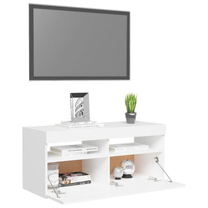 vidaXL TV-Schrank mit LED-Leuchten Weiß 90x35x40 cm