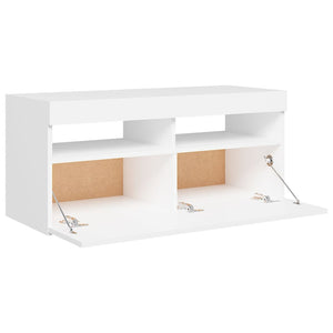 vidaXL TV-Schrank mit LED-Leuchten Weiß 90x35x40 cm