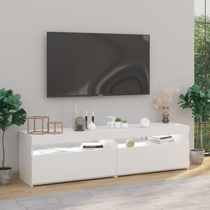 vidaXL TV-Schränke 2 Stk. mit LED-Leuchten Hochglanz-Weiß 75x35x40 cm