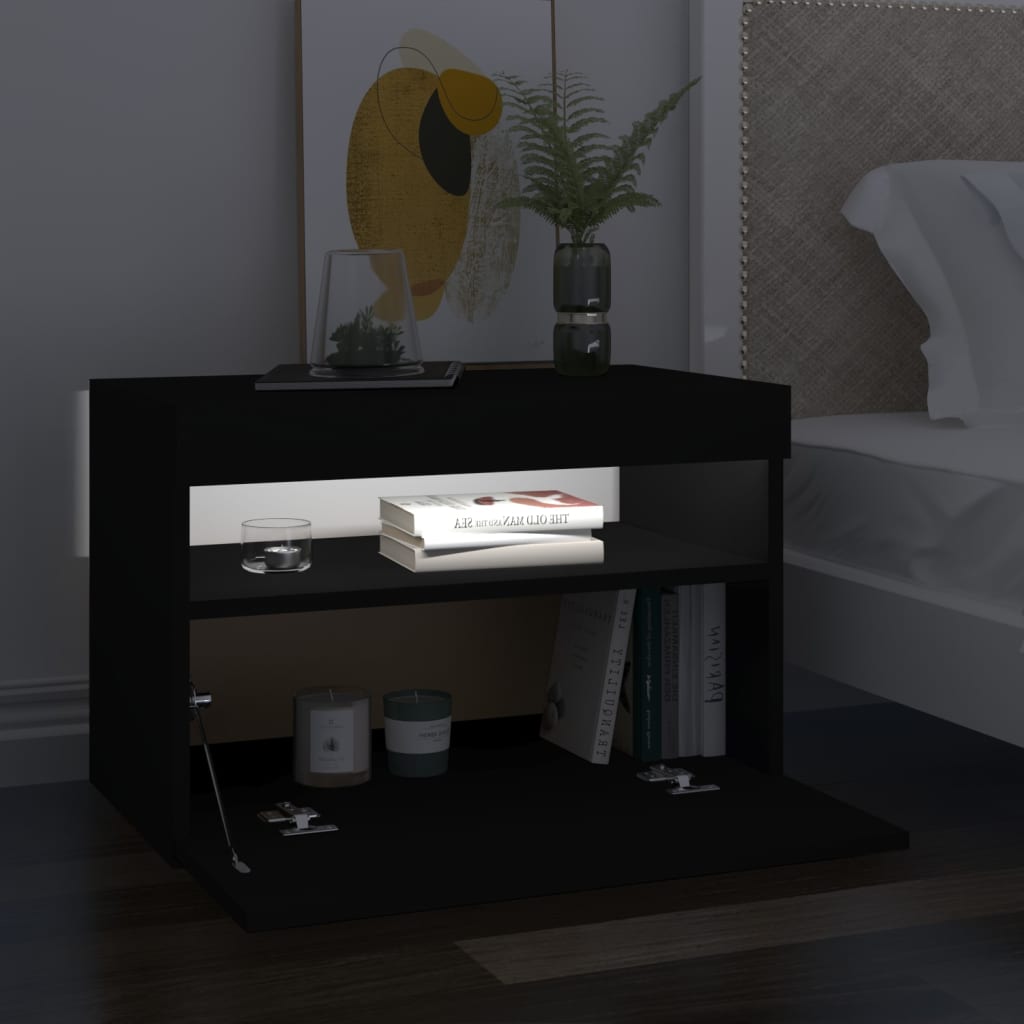 TV-Schränke LED-Leuchten 2 Stk. Schwarz 60x35x40cm Stilecasa