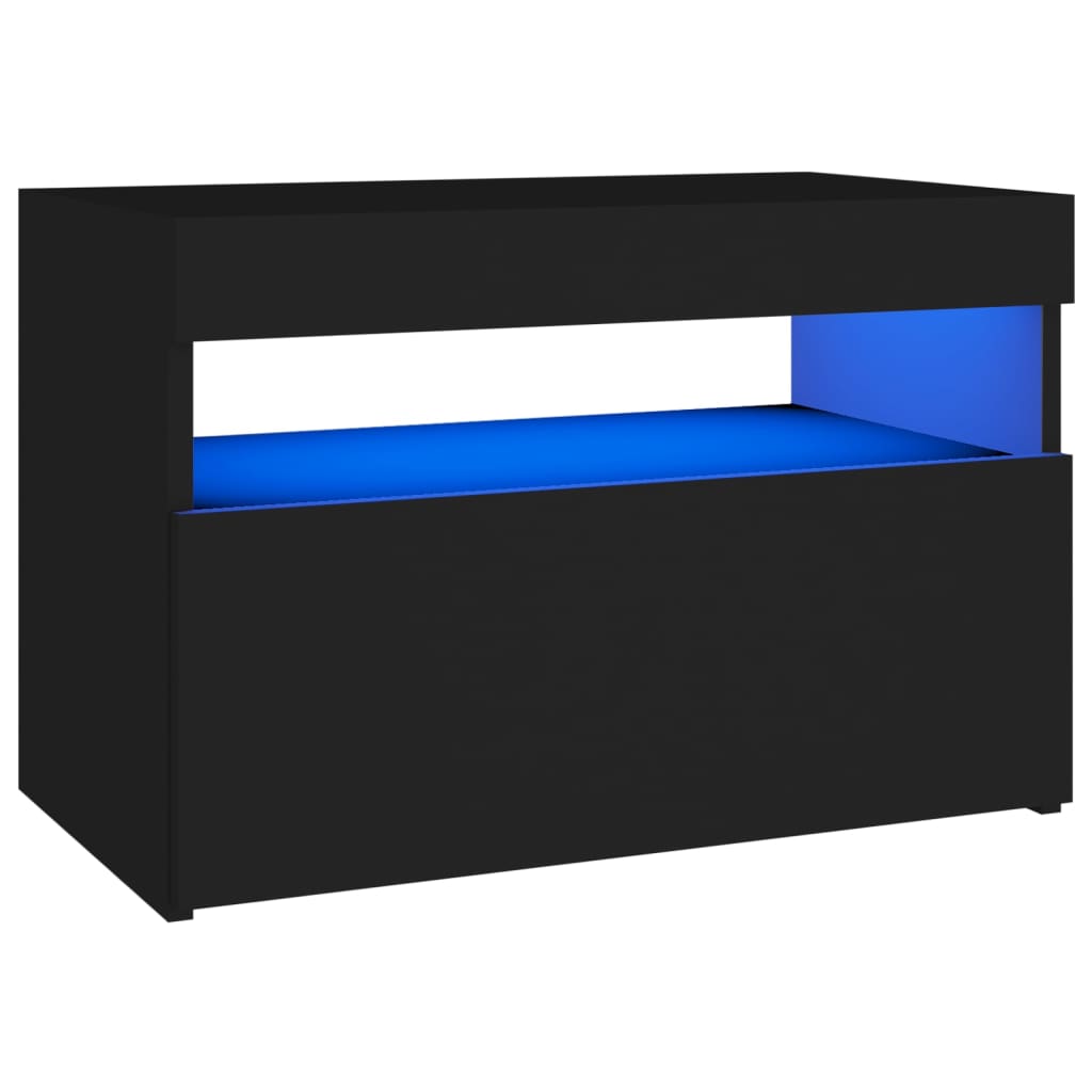 TV-Schränke LED-Leuchten 2 Stk. Schwarz 60x35x40cm Stilecasa