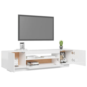 TV-Schrank mit LED-Leuchten Hochglanz-Weiß 160x35x40 cm Stilecasa