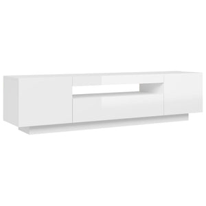 TV-Schrank mit LED-Leuchten Hochglanz-Weiß 160x35x40 cm Stilecasa