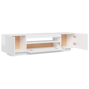 TV-Schrank mit LED-Leuchten Hochglanz-Weiß 160x35x40 cm Stilecasa