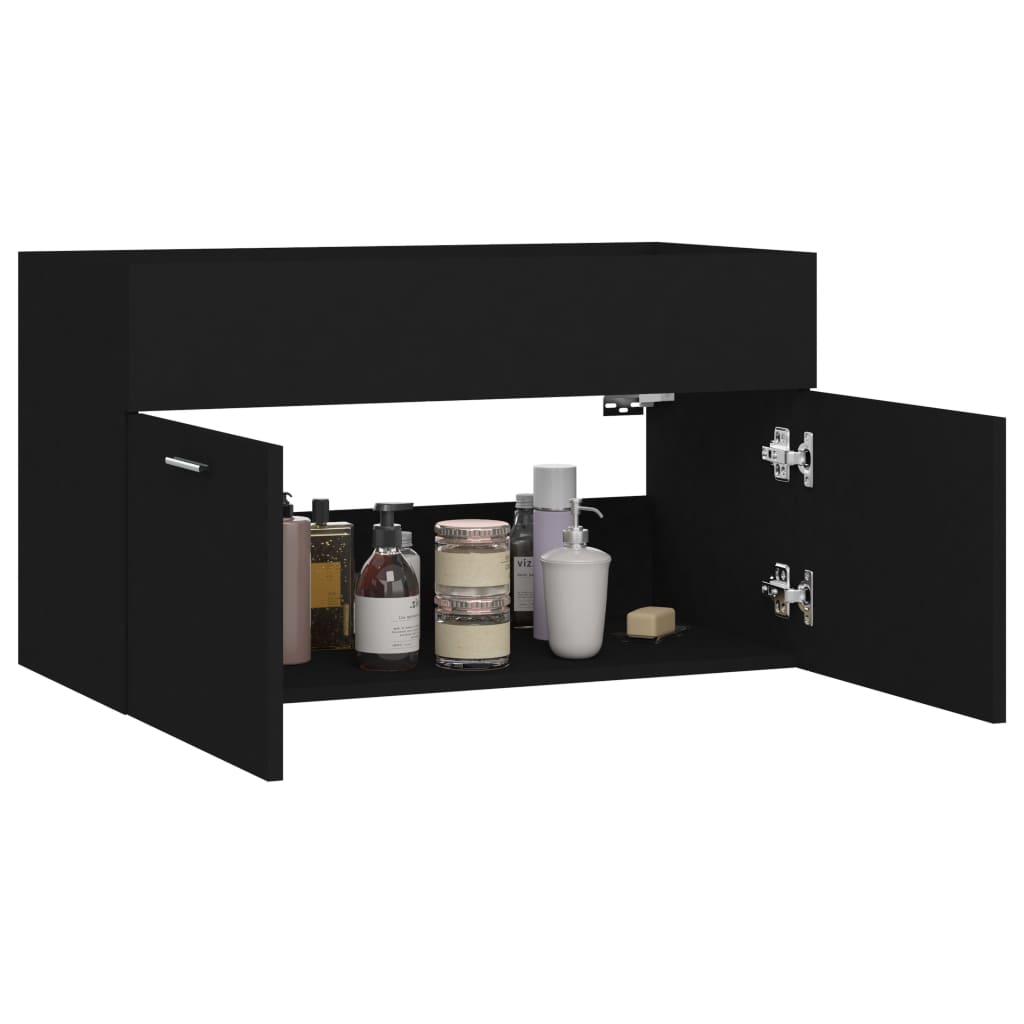 Waschbeckenunterschrank Schwarz 80x38,5x46 cm Holzwerkstoff VIDAXL