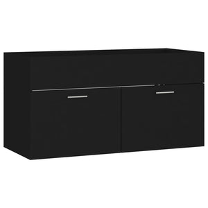 vidaXL Waschbeckenunterschrank Schwarz 90x38,5x46 cm Holzwerkstoff