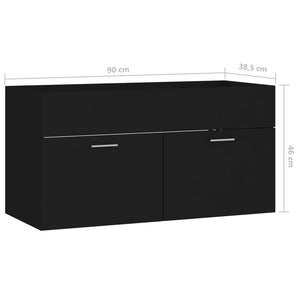 vidaXL Waschbeckenunterschrank Schwarz 90x38,5x46 cm Holzwerkstoff