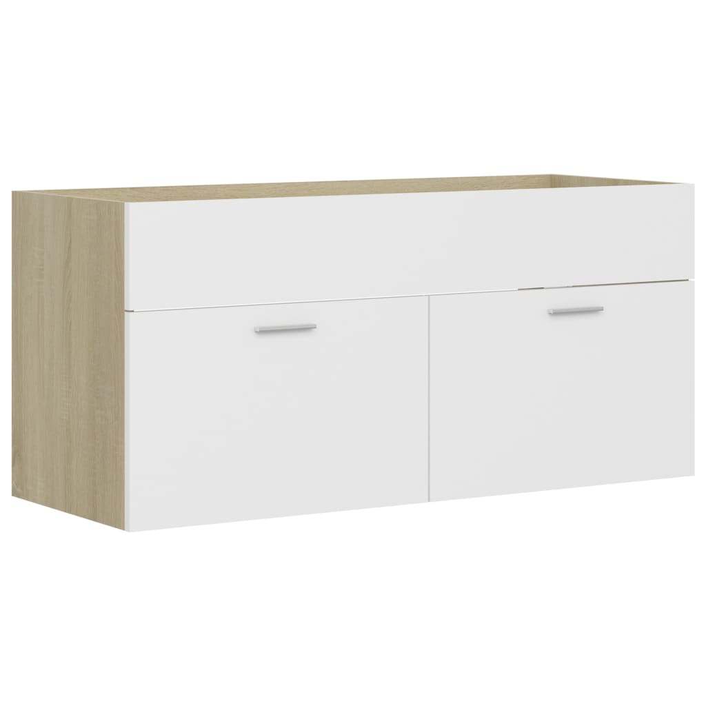 Waschbeckenunterschrank Weiß Sonoma-Eiche 100x38,5x46 cm