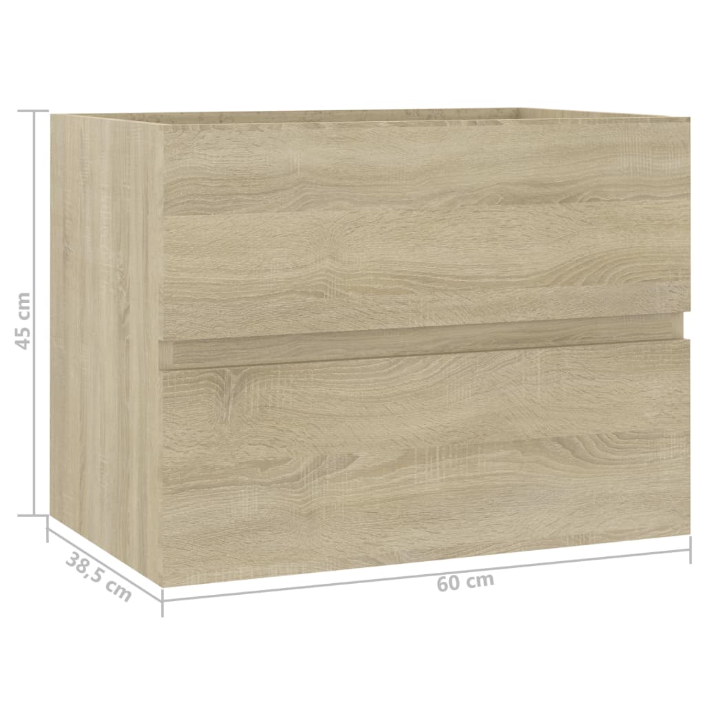 Waschbeckenunterschrank Sonoma-Eiche 60x38,5x45cm Holzwerkstoff Stilecasa