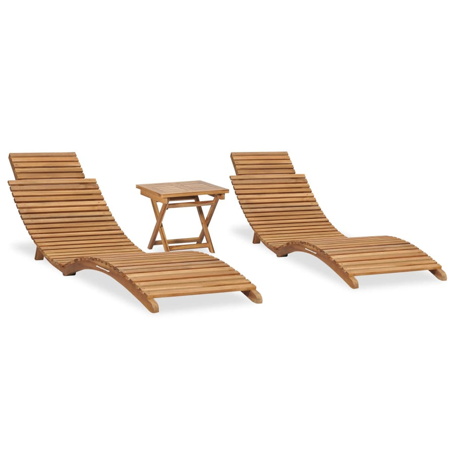 3-tlg. Garten-Lounge-Set Klappbar Massivholz Teak Stilecasa