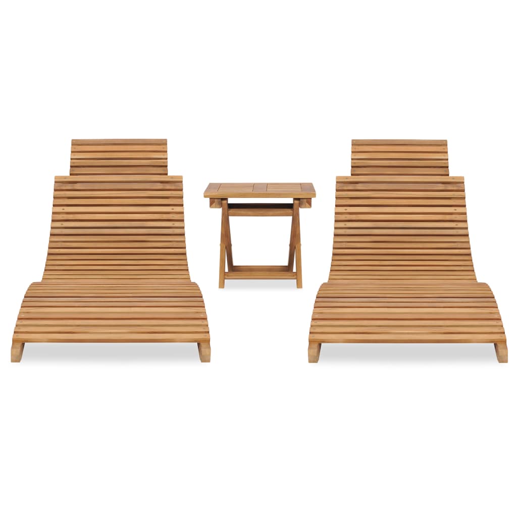 3-tlg. Garten-Lounge-Set Klappbar Massivholz Teak Stilecasa