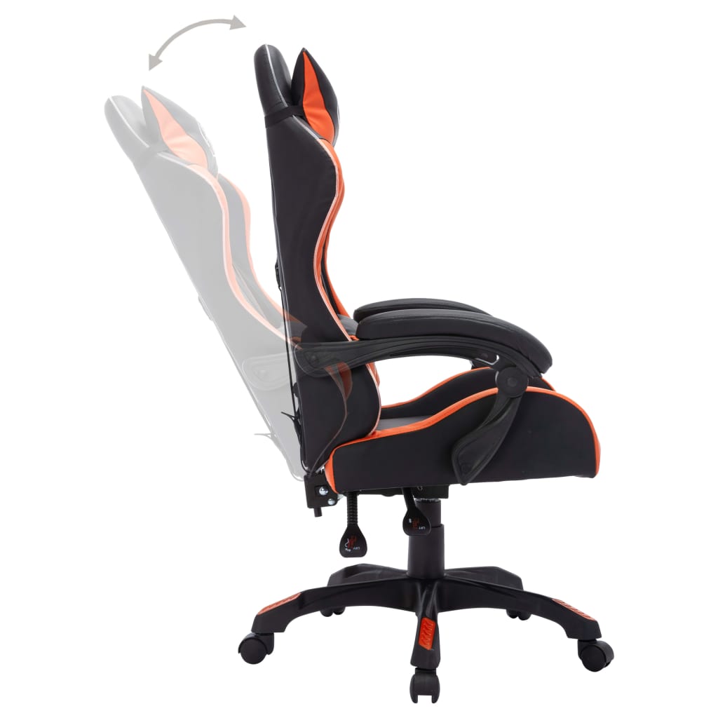 vidaXL Gaming-Stuhl mit RGB LED-Leuchten Orange und Schwarz Kunstleder